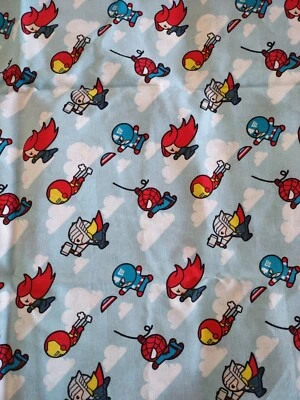 Remanente de tela de costura de personajes Marvel 22" x 44" Spider-Man Thor Capitán América Foto 1 de 4