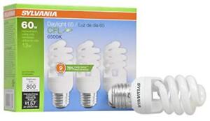 CFL T2 Twist Light Bulb 60W Equivalent Efficient 13W 800 Lumens 6500K - 3 Pk