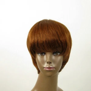 perruque AFRO femme 100% cheveux naturel châtain clair cuivré ref SHARONA 01/30 - Picture 1 of 9