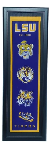 LSU Tigers Framed Felt Heritage Logo Banner 32" x 12" Cover
