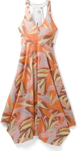 PRANA Saxon Dress Size Medium Keyhole Back Shelf Bra Handkerchief Hem Midi Tropi - Picture 1 of 9