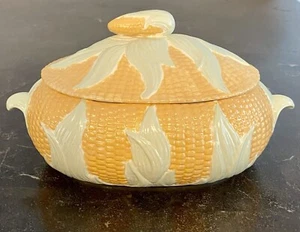 Vintage Handmade Ceramic Corn Cob Serving Casserole Dish With Lid - Picture 1 of 14