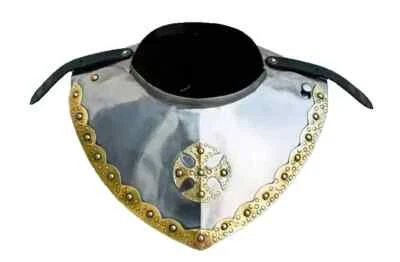 Combat Hussar Gorget SCA LARP Medieval Gorget Steel & Brass Neck Guard Armor - Image 1 of 4