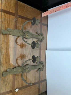 De Colección Par Andrea by Sadek Latón Borla Arco Forma Pesado Aplique de Pared Candelabro Foto 1 de 2