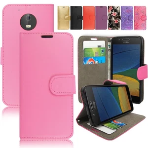 Leather Flip Wallet Case For Moto E4 E4Plus E5Plus E5Play E6S Cover With Stand - Picture 1 of 10