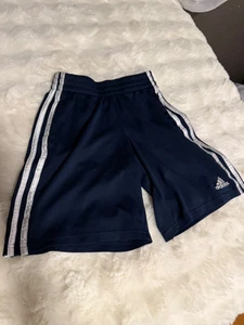 preowned, Adidas Boys Athletic Shorts - Size Small / 8 - Navy with white stripes - Picture 1 of 2