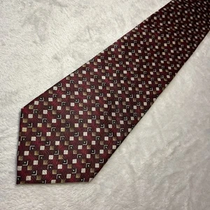 Vintage Mario Ferrari Silk Tie Red Black Squares Micro Pattern USA Made - Picture 1 of 7