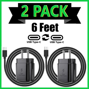 Cargador de pared USB C de 6 pies, paquete de 2 unidades, para Samsung Galaxy - Picture 1 of 10