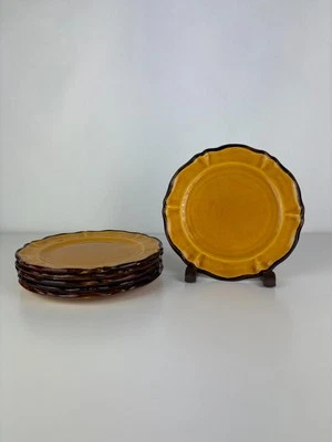 Lot de 6 Anciennes Assiettes à Dessert en Grès émaillé Rusticana ADP France  - Photo 1/4