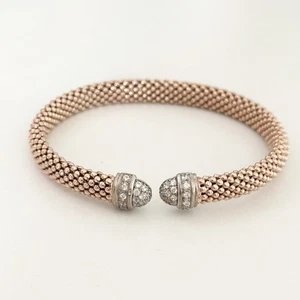 Brazalete de malla de palomitas de maíz enchapado en oro rosa de plata esterlina 925 Dyadema Italia - Imagen 1 de 13