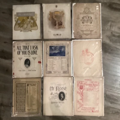 Lot of 9/Vintage Sheet Music from Late 1800’s To Early 1900s Various Themes - Image 1 of 4
