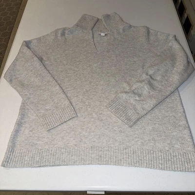 J. Jill Pure Jill Collared Tunic Sweater Womens L  Gray White - Image 1 of 4