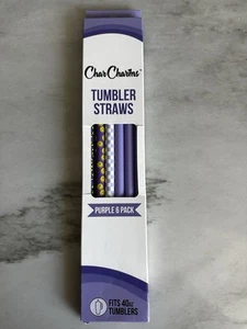 New Char Charms Tumbler Straws 6 Pack For 40 Oz Tumblers Purple - Picture 1 of 2