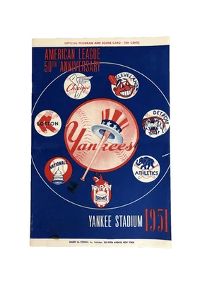 1951 Yankee Stadium Program 50th Anniversary SCORED - Image 1 of 2