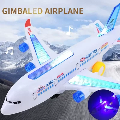 Electronic Airplane Toy w/ Music Autopilot Flash Sound Aircraft Automatic Rotate - Image 1 of 4
