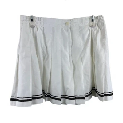 Falda Tenis COLA Blanca Plisada Rayas Negras Atlética Golf Talla 14 De Colección Foto 1 de 4