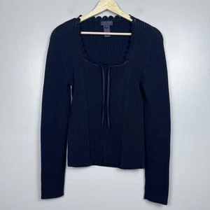 Ralph by Ralph Lauren Y2K Black Baby Doll Sweater, Lace Collar Details Size L - Picture 1 of 10