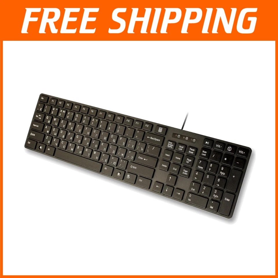 Russian English Cyrillic Keyboard - Full Size Slim Design - Image 1 of 4