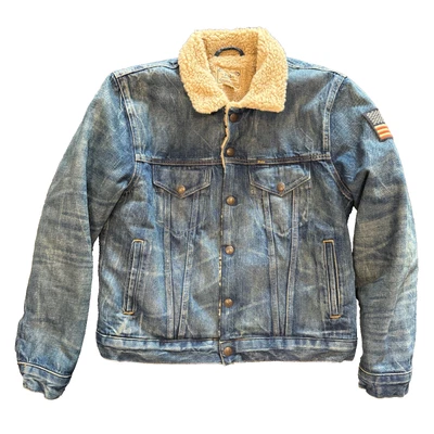 Chaqueta de Camionero Polo Ralph Lauren Parche Bandera EE. UU. Sherpa Forrada de Vellón Denim Mediana Foto 1 de 4