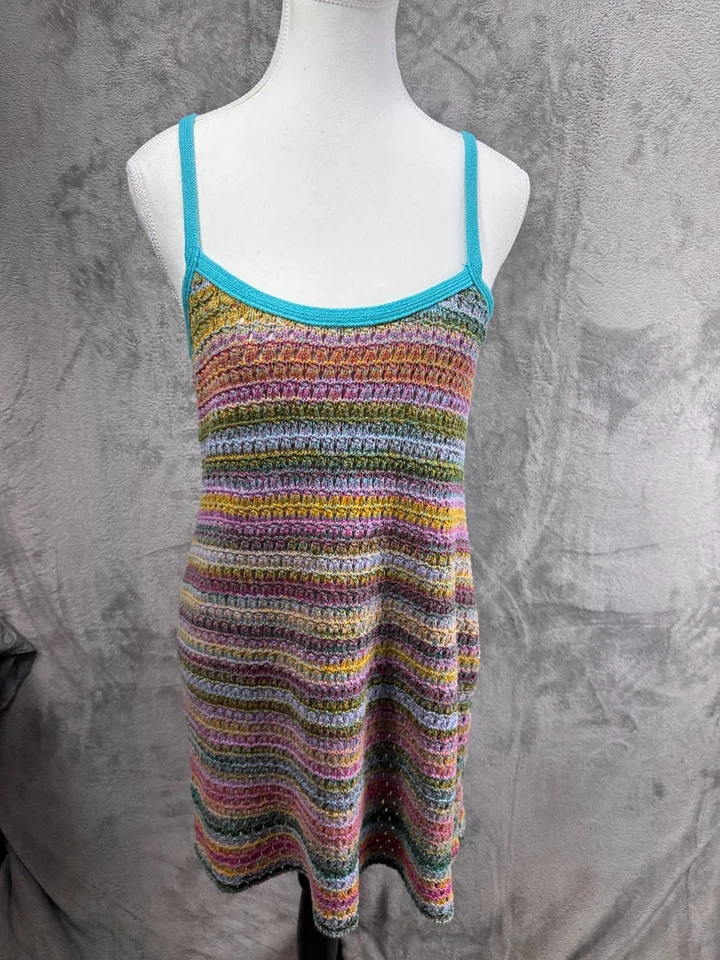 Mini Vestido De Colección Wild Fable Y2K Crochet Arco Iris Talla M Hippie Festival Boho Playa  Foto 1 de 4