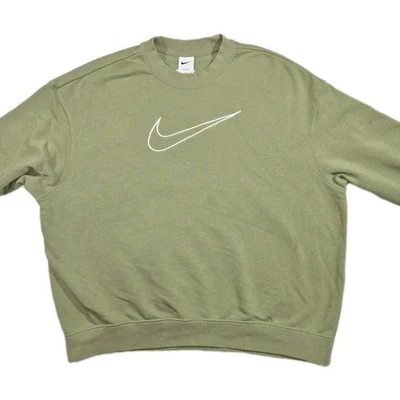 Womens Nike DriFit Graphic Crewneck Sweatshirt Green Medium  - Image 1 of 4