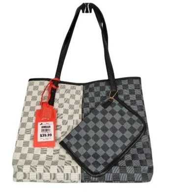 Montana West City Hand Bag Tote Black Grey Neutral W/  Purse (Retail $39.99) NIB - Image 1 of 4