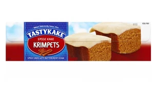 🔵 Nuevo Tastykake de temporada ESPECIAS CANELA KRIMPETS Esponja Pastel Glaseado Suave 12oz - Imagen 1 de 3