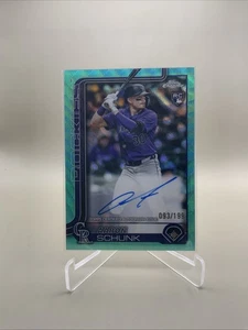 2025 Topps Chrome MLB - Rookie Auto Aqua Wave /199 - #RA-AS Aaron Schunk Rockies - Picture 1 of 2