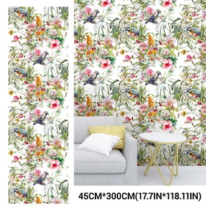 Bird and Floral Peel and Stick Removable Wallpaper Self-Adhesive Wallpaper - Picture 1 of 5