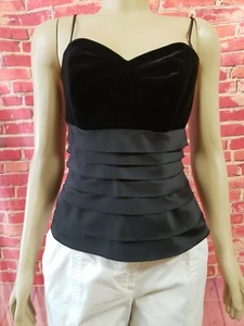 JS Collections Bustier Top Black Zip Padded Bust Lined Velvet trim US 4 NEW #1 - Picture 1 of 11