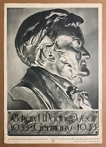 1933 Germany Composer Richard Wagner Year German Travel Poster Vintage Original - Picture 1 of 3