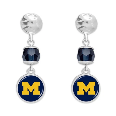 Michigan Wolverines Ivy Crystal Silver Earrings Jewelry Gift UM Cover