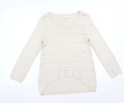 Next Womens Ivory Crew Neck Polyester Blend Jumper Size 6 - Image 1 of 4