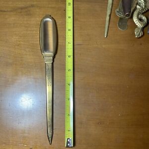 VINTAGE SOLID BRONZE PATENTED LETTER OPENER AUTOPOINT USA MAGNIFYING
