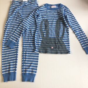 Hannah Anderson two piece pajama long sleeve boys size 6 7 blue striped bunny