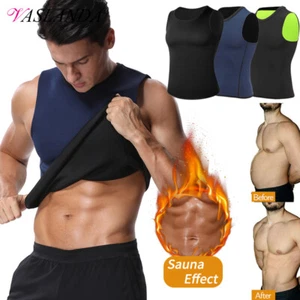 Men Waist Trainer Sauna Sweat Shirt Vest Body Shaper Workout Tank Top Neoprene - Picture 1 of 22