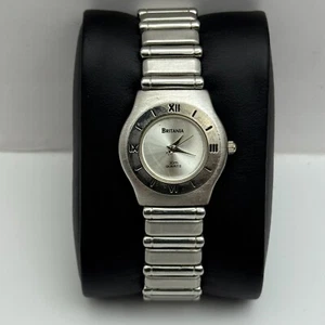 25mm Working Ladies Britania 30m Silver Tone Roman Numeral Quartz Watch 6 Inches - Picture 1 of 15