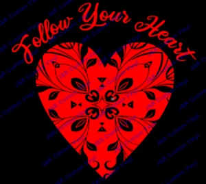 Calcomanías de vinilo Follow Your Heart, mandala, mandala de corazón - Imagen 1 de 3