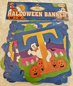 Banner de Halloween vintage decoraciones de Halloween 1997 cartón 2 disponibles. - Imagen 1 de 7