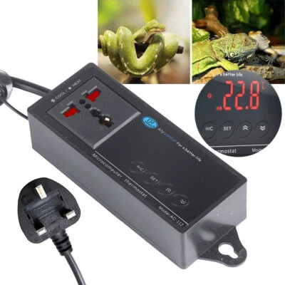 Reptile Digital Temperature Controller Day &Night Aquarium LCD Thermostat Timmer - Image 1 of 4