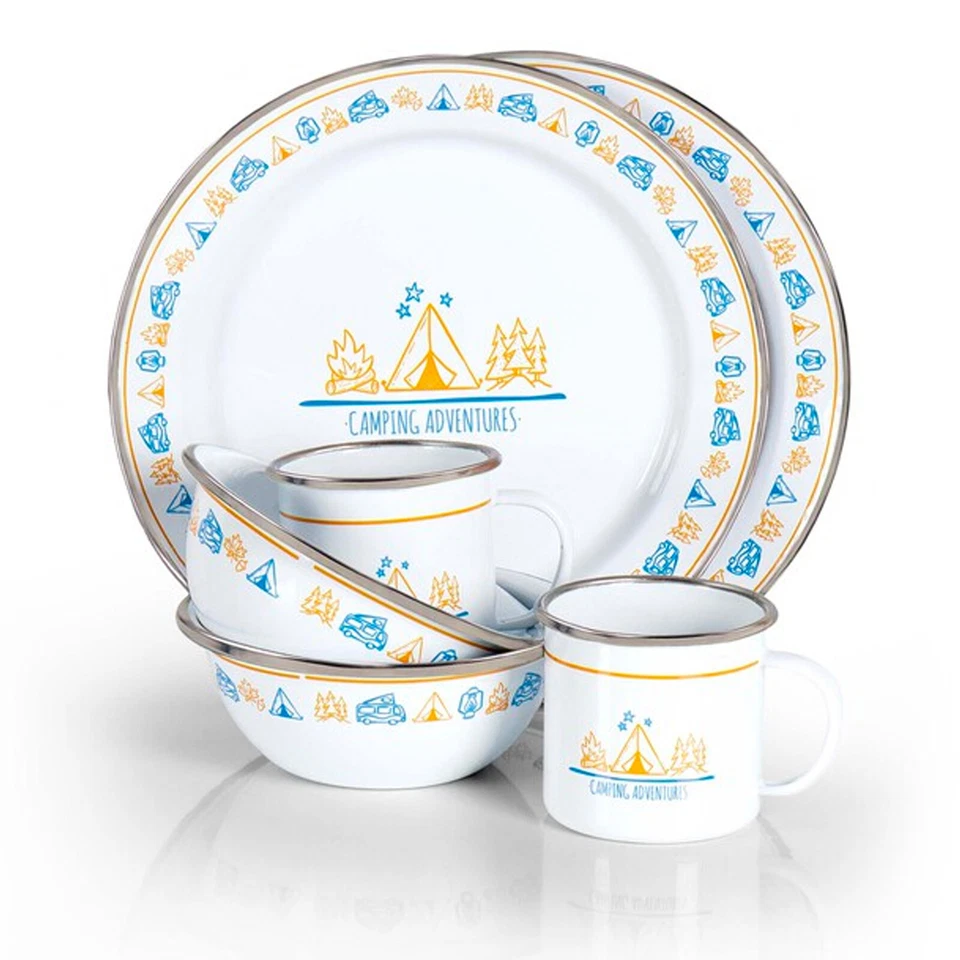Camp4 Emaille Geschirr-Set - Campfire - 6tlg., Campinggeschirr Outdoor, Camping - Bild 1 von 1