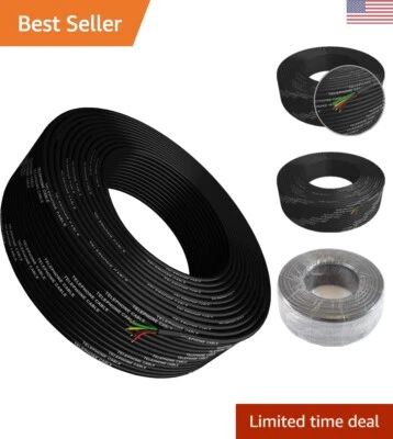 Phone Cable 300ft Rounded Black Roll 100m Long 4x1/0.4 26 AWG Gauge Solid Wir... - Image 1 of 4