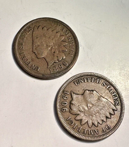1899 & 1906 Indian Head US 1c Lot ~ Very Good +  Very Fine!? ~ Nice! ~ A52 Cover