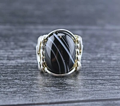 Sterling Silver Black Sardonyx Wire Wrapped Ring  - Image 1 of 4