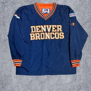 Nfl Denver Broncos Pro Line Vintage Windbreaker Sweatshirt Xl Blue - Picture 1 of 3