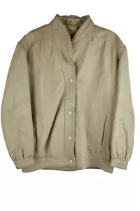 The Sheepskin Warehouse Real Leathner Biege Leather Jacket Size 14 Vintage - Picture 1 of 7