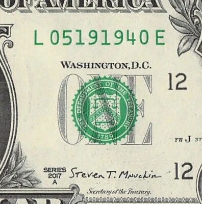 MAY 19 1940 Birthday Date Note Fancy Serial Number One Dollar Bill - Image 1 of 4