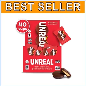Rich Dark Chocolate Peanut Butter Cups - 40 Individually Wrapped Vegan Goodies - Picture 1 of 8