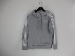 Adidas Sweater Womens Medium Gray White Hoodie Sweatshirt Logo Casual Ladies - Picture 1 of 16