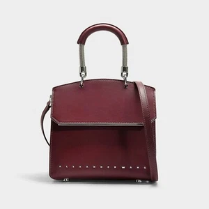 Alexander Wang Bag Dime Mini Flap Satchel Cranberry Leather Crossbody Purse - Picture 1 of 12